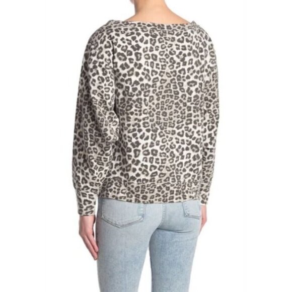 Good American Sweater Womens Small Cheetah Print Dolman Sleeve Sweatshirt Boho - Picture 5 of 9